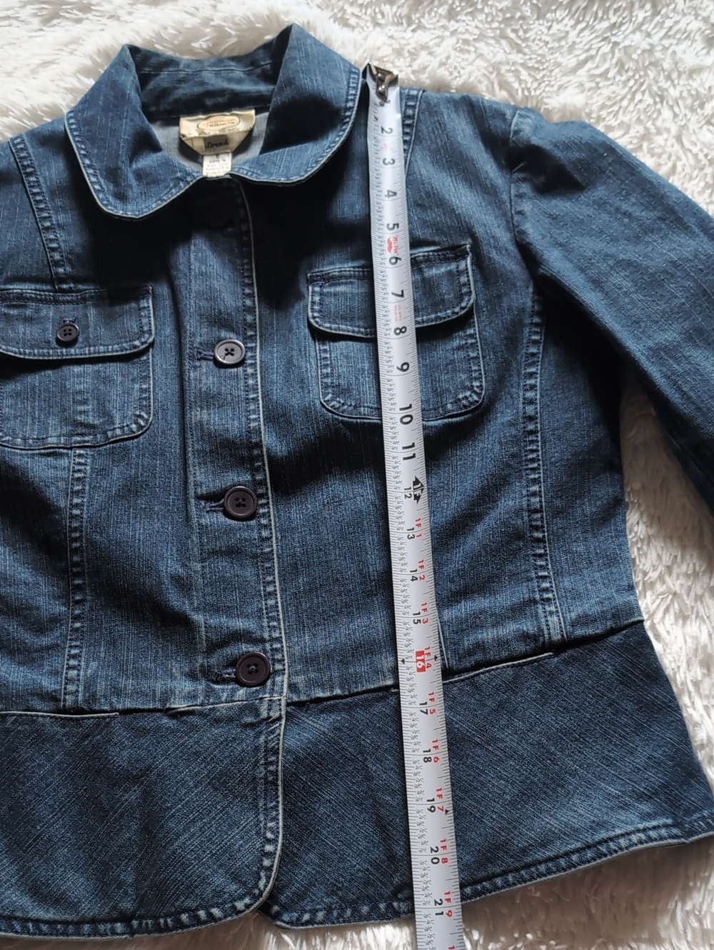 Y2K Vintage Talbots Blue Stretch Denim Princess Seam Jean Jacket 6 Petite - Picture 13 of 13